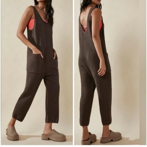 Free People Hailee Sweater Jumper in Minked Brown Size L - Picture 2 of 5